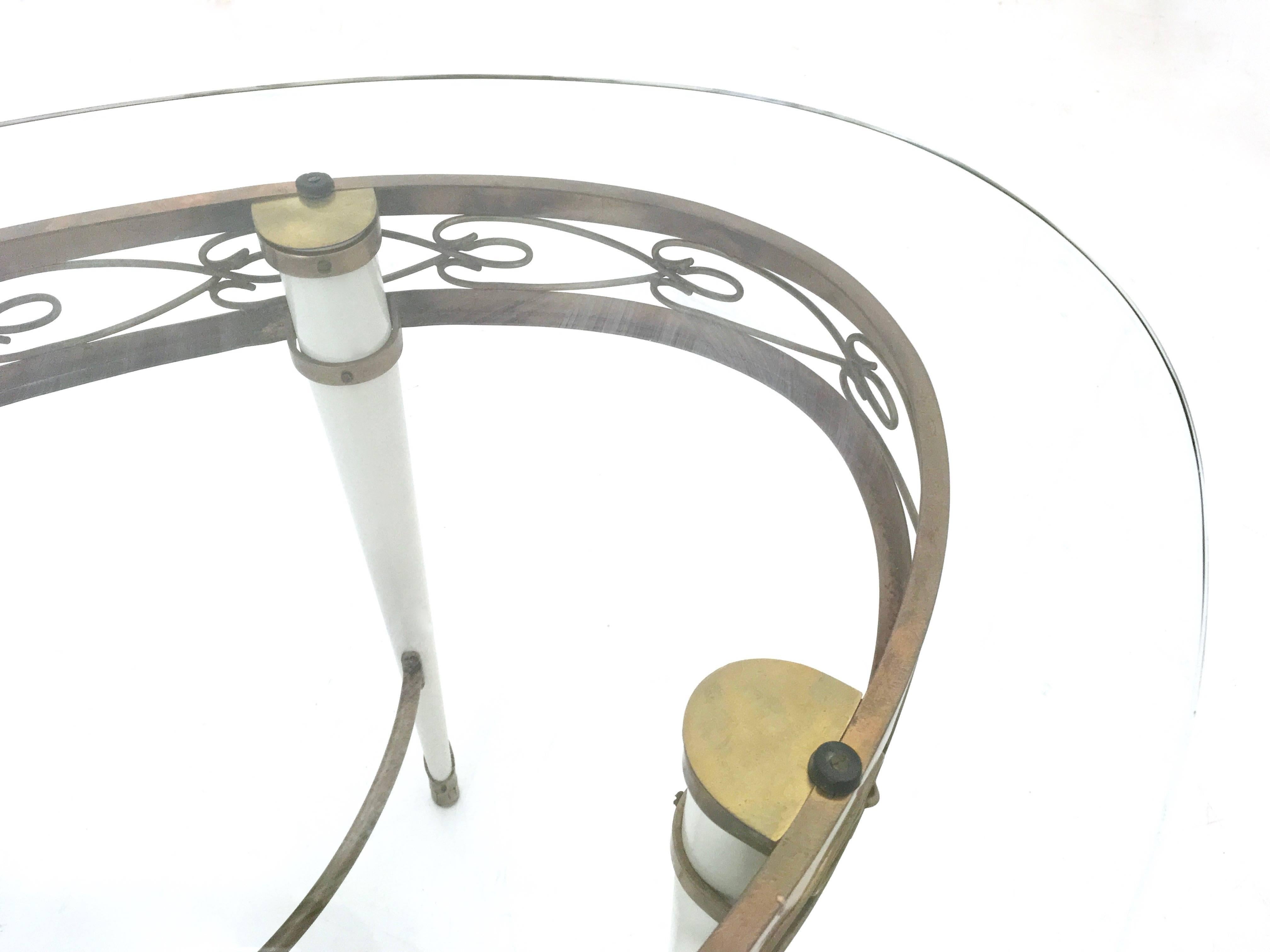 Brass Coffee Table with an Oval Glass Top in the Style of Pierluigi Colli, Italy For Sale 5