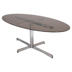 Oval glass dining table, 1970s