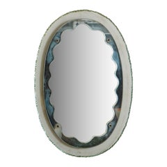 Oval Glass Frame Mirror in The Style of Max Ingrand for Fontana Arte, Italy 1950 Oval Glass Frame Mirror in The Style of Max Ingrand for Fontana Arte, Italy 1950
