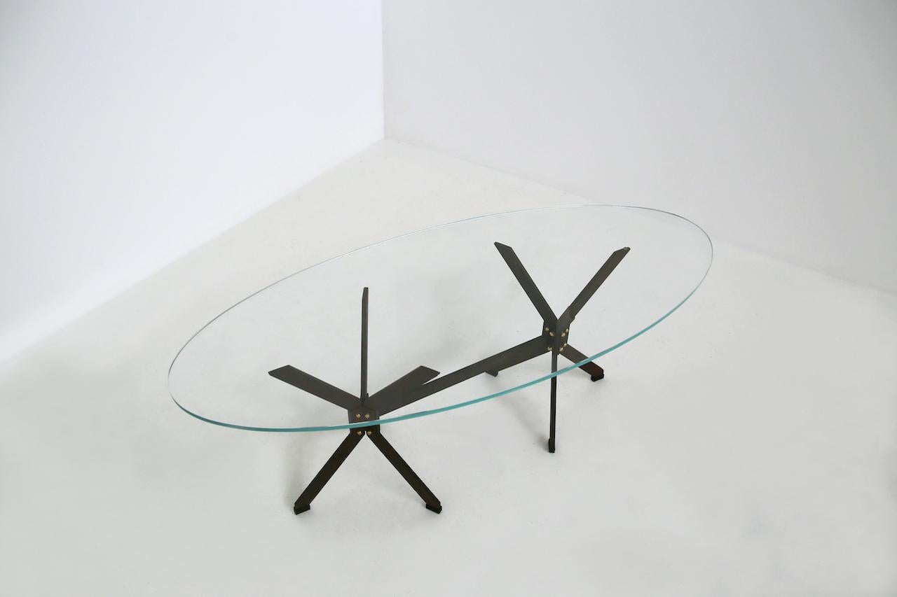 Mid-Century Modern Oval Glass Table Le Zoie Designed by Michele Dal Bon