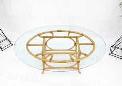 Oval Glass Top Bamboo Base Mid-Century Modern Dining Kitchen Table Mint!
