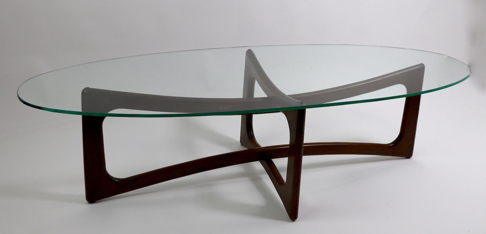 20th Century Oval Glass Top Coffee Table by Pearsall