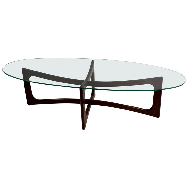Oval Glass Top Coffee Table by Pearsall at 1stdibs