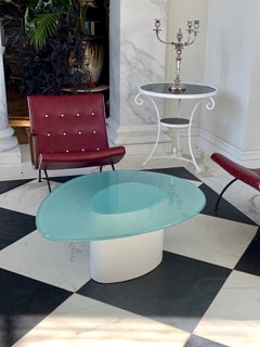 Tear Drop Coffee Table With Glass Top