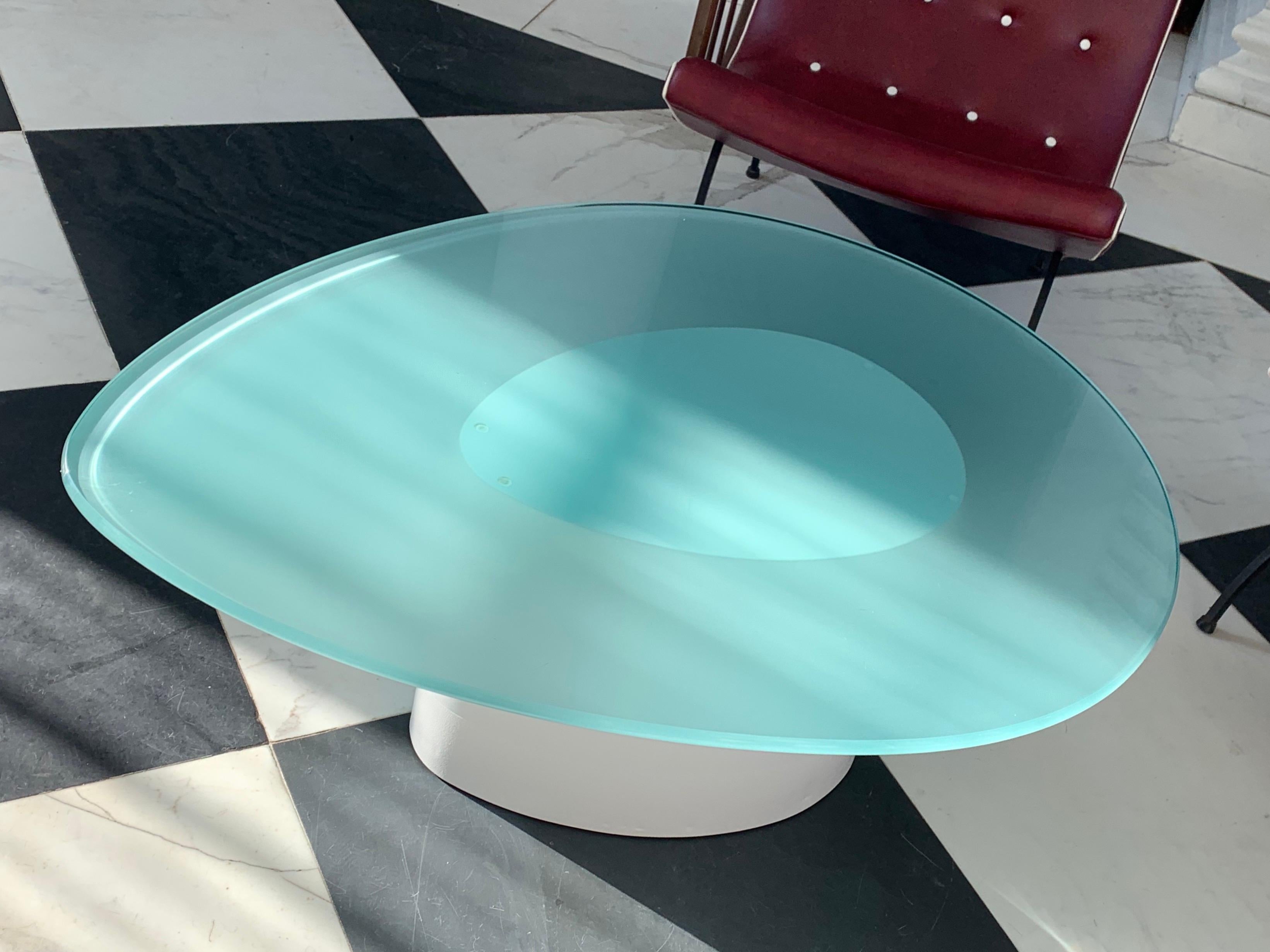 Tear Drop Coffee Table With Glass Top For Sale 1