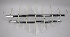Oval Glass Top Lucite and Chrome Base Coffee Table