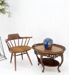 Oval Glas Tablett Top stark geschnitzt Inlay Nussbaum Seite Ende Occasional Couchtisch