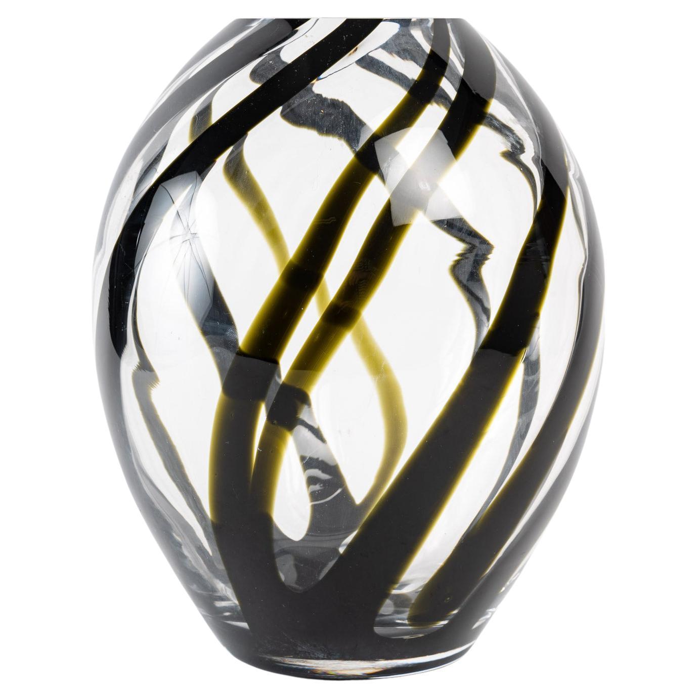 European Oval Glass Vase, 20th Century