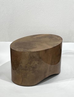 Oval Goatskin Parchment Side Table by J. Robert Scott