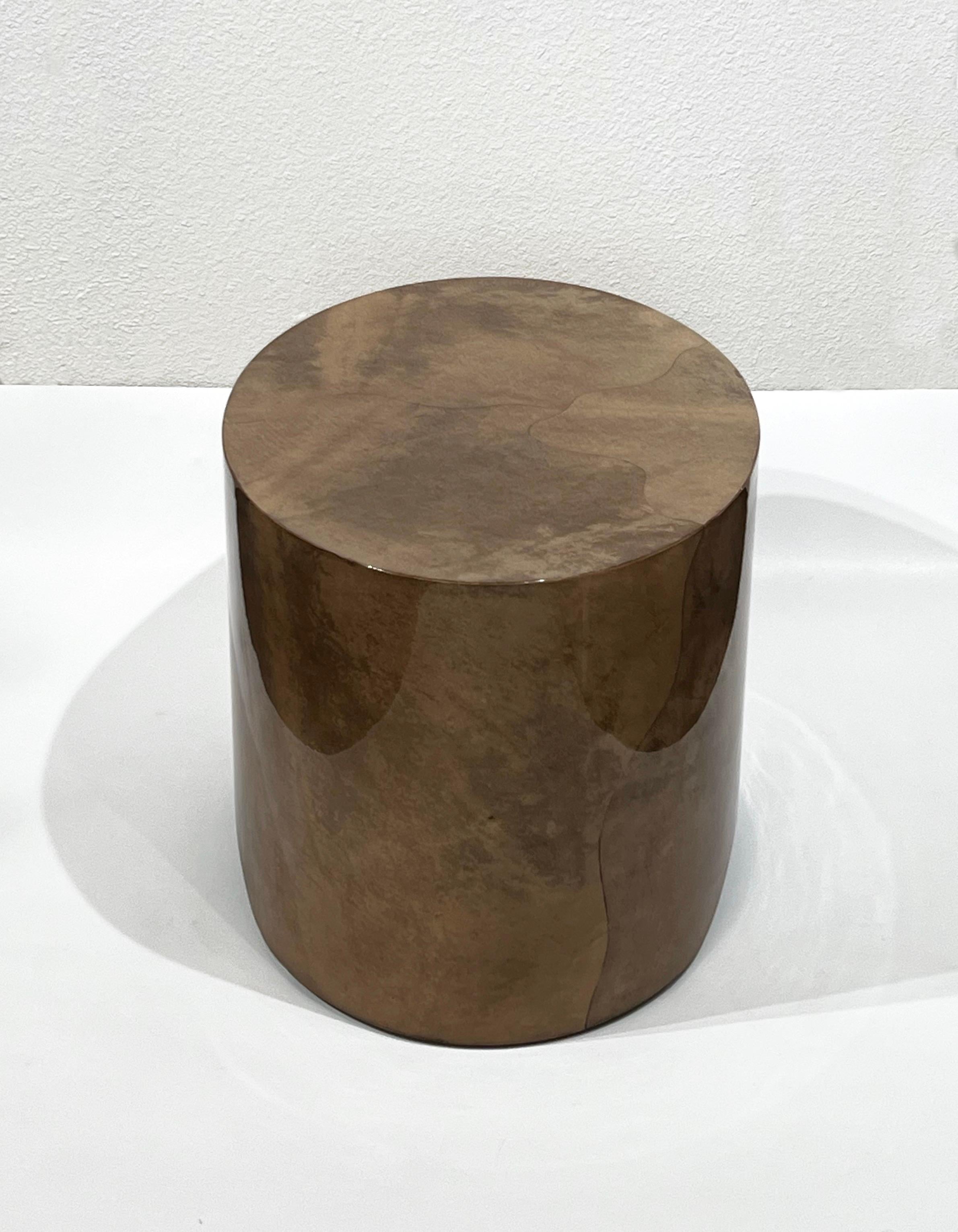 Hand-Crafted Oval Goatskin Parchment Side Table by J. Robert Scott  For Sale