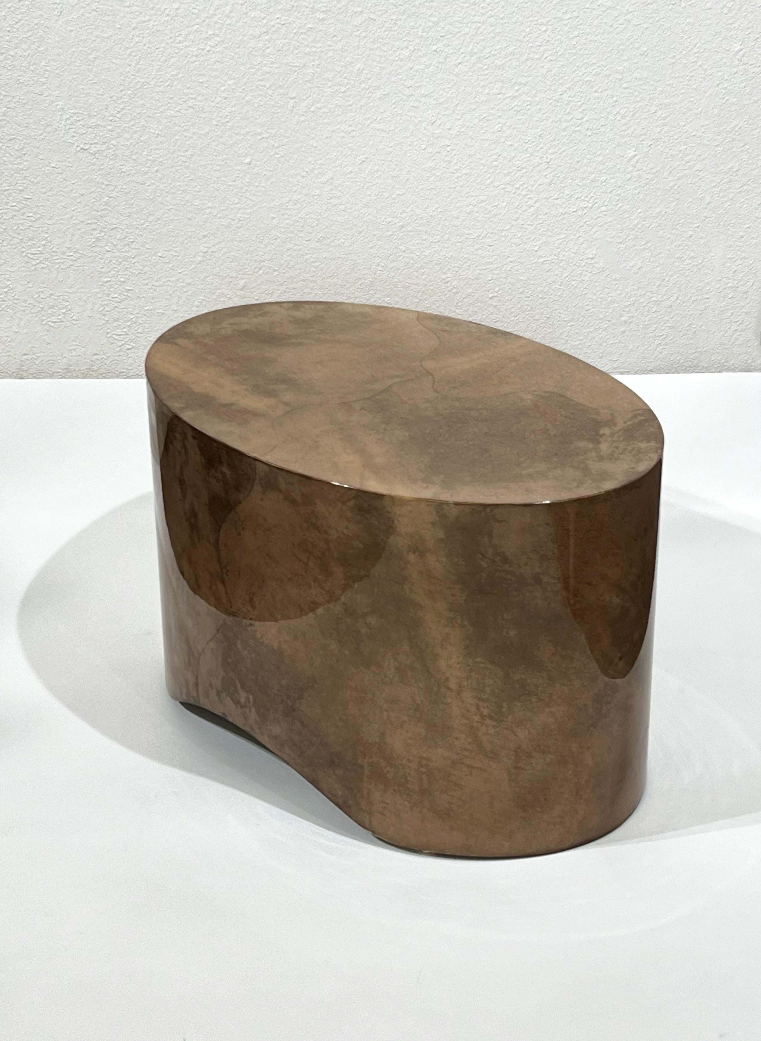 Late 20th Century Oval Goatskin Parchment Side Table by J. Robert Scott  For Sale