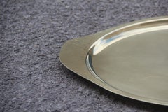 Oval Gold Brass Hand-Embossed Brass Tray and Italian 1970 Hammered Design