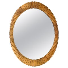 Oval Gold Gilt Wood Mirror by Francisco Hurtado, Spain ca. 1955