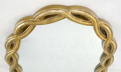 Oval Gold Leaf Gilt Pie Crust Style Frame Wall Mirror Mid Century Modern MINT