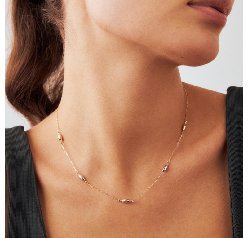 Oval Gold Station Necklace 14