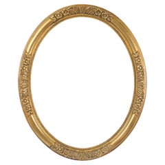 Antique Oval Golden Wooden Frame Classic Flowers Baroque Style France 57x47cm