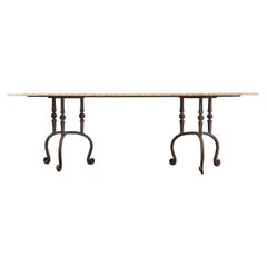 Oval Granite Wrought Iron Pedestal Dining Table