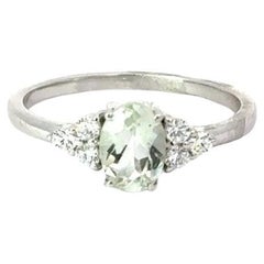 Oval Green Amethyst Everyday Wear Gemstone Ring for Mom Gift in 925 Silver