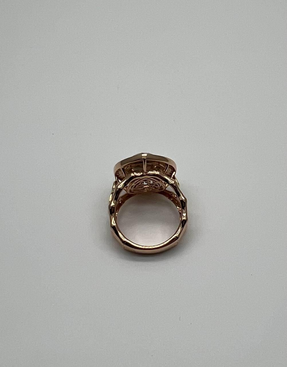 Oval Green Amethyst Prasiolite Halo White Diamonds Halo Gold Statement Ring For Sale 5