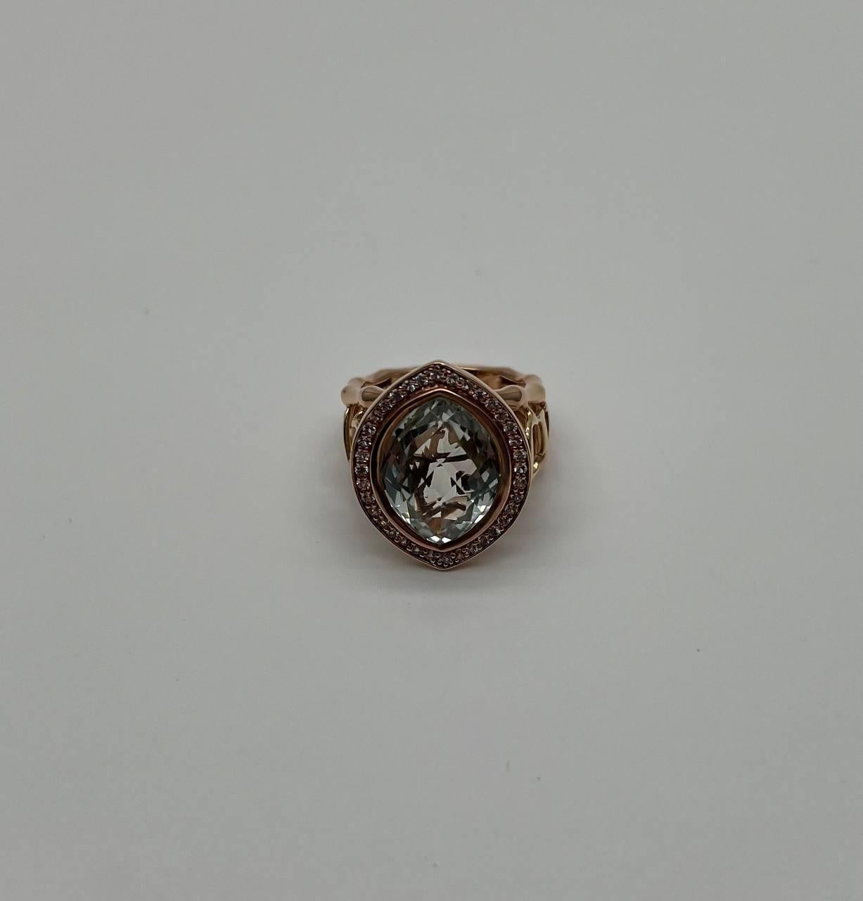 Oval Green Amethyst Prasiolite Halo White Diamonds Halo Gold Statement Ring For Sale 6