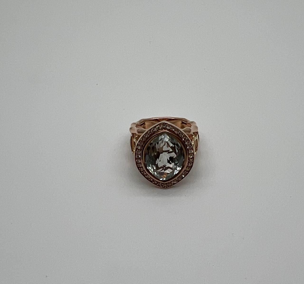 Oval Green Amethyst Prasiolite Halo White Diamonds Halo Gold Statement Ring For Sale 1