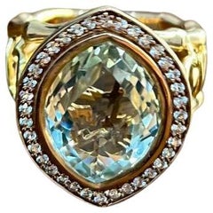 Oval Green Amethyst Prasiolite Halo White Diamonds Halo Gold Statement Ring
