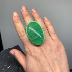 Oval Green Fluorite Statement Ring in Sculptural Ceramic