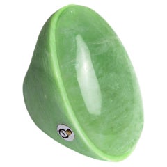 Oval Green Fluorite Statement Ring in Sculptural Ceramic