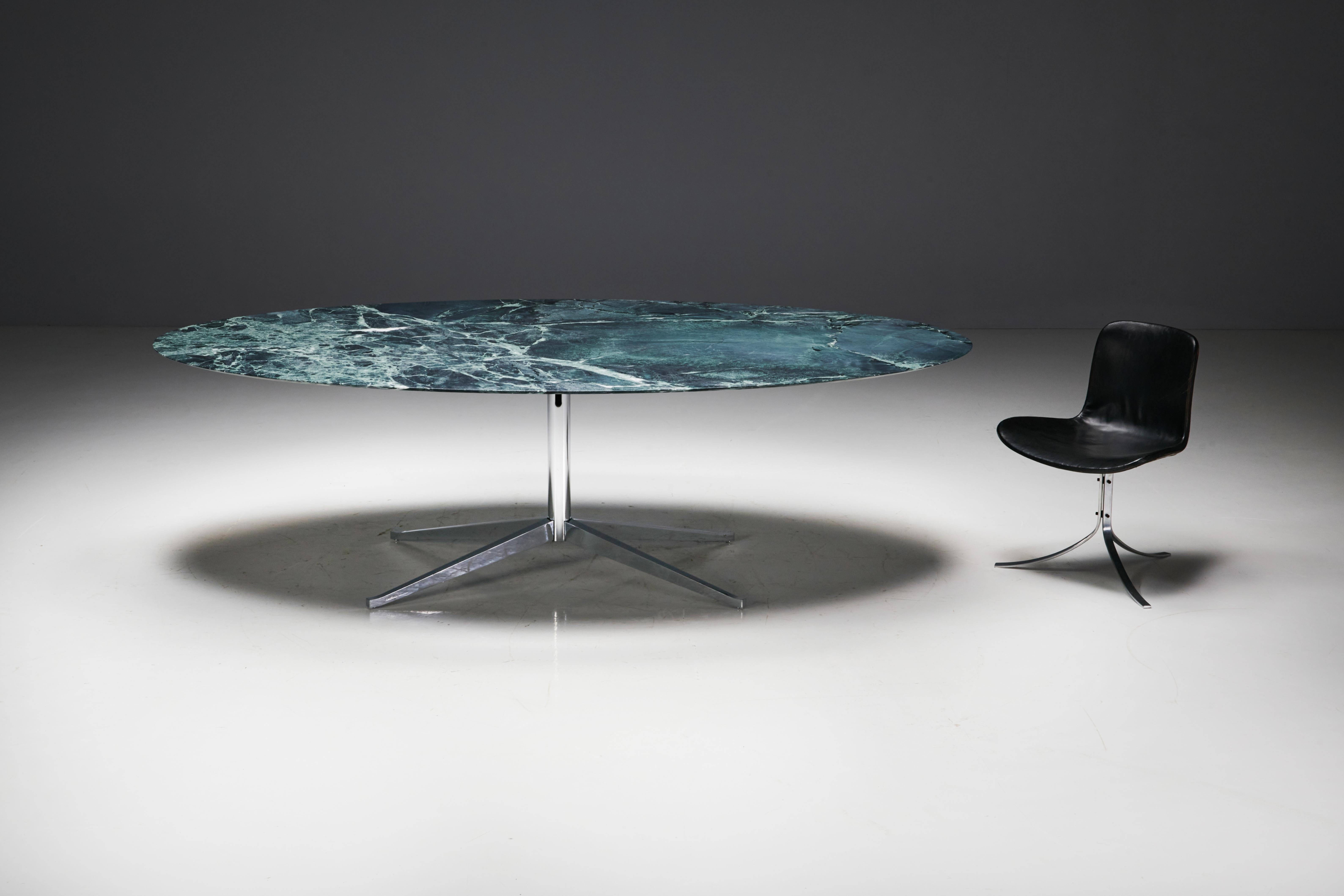 Oval Green Marble Dining Table by Florence Knoll, United States, 1960s 3