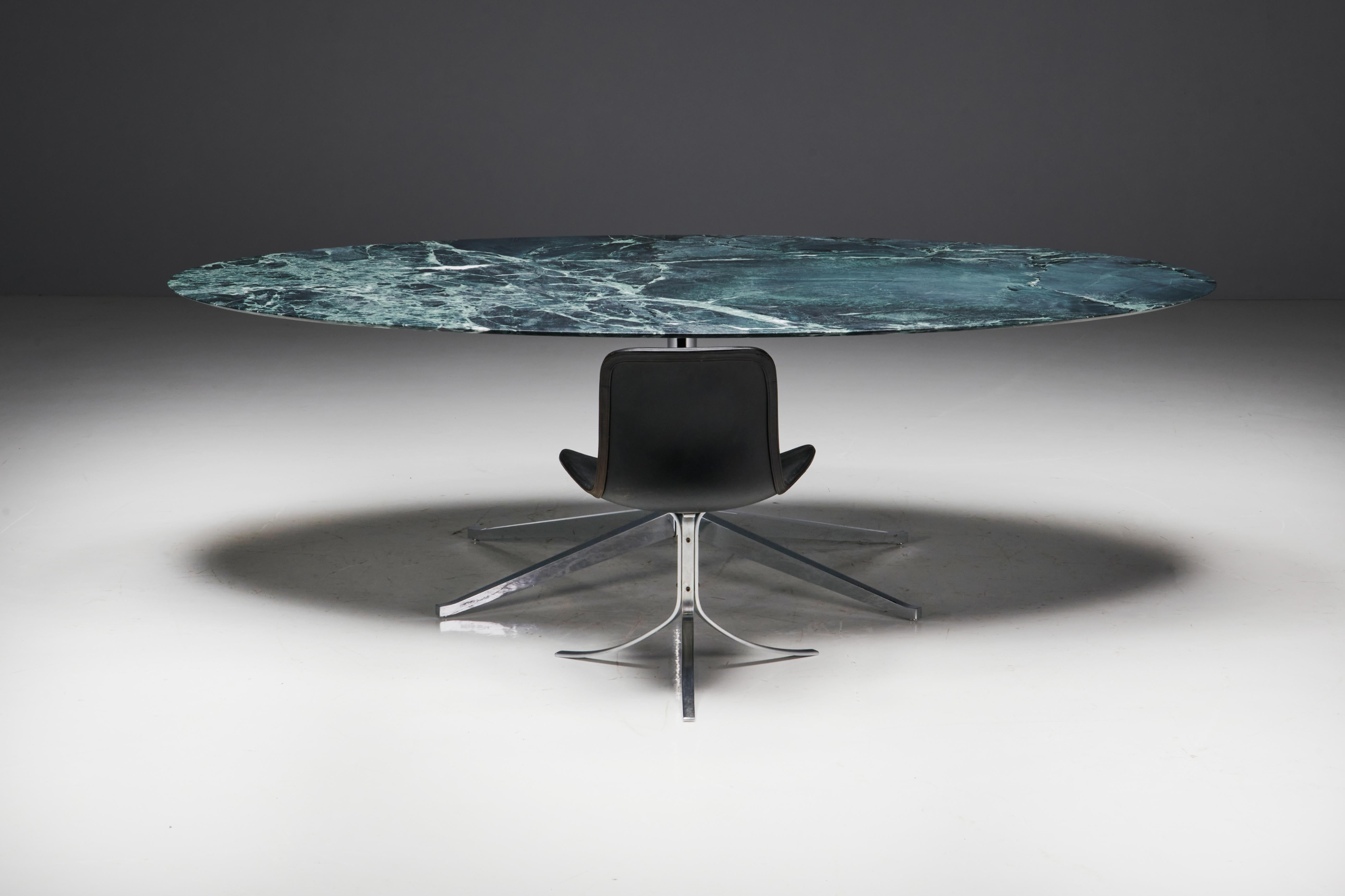 Oval Green Marble Dining Table by Florence Knoll, United States, 1960s 4