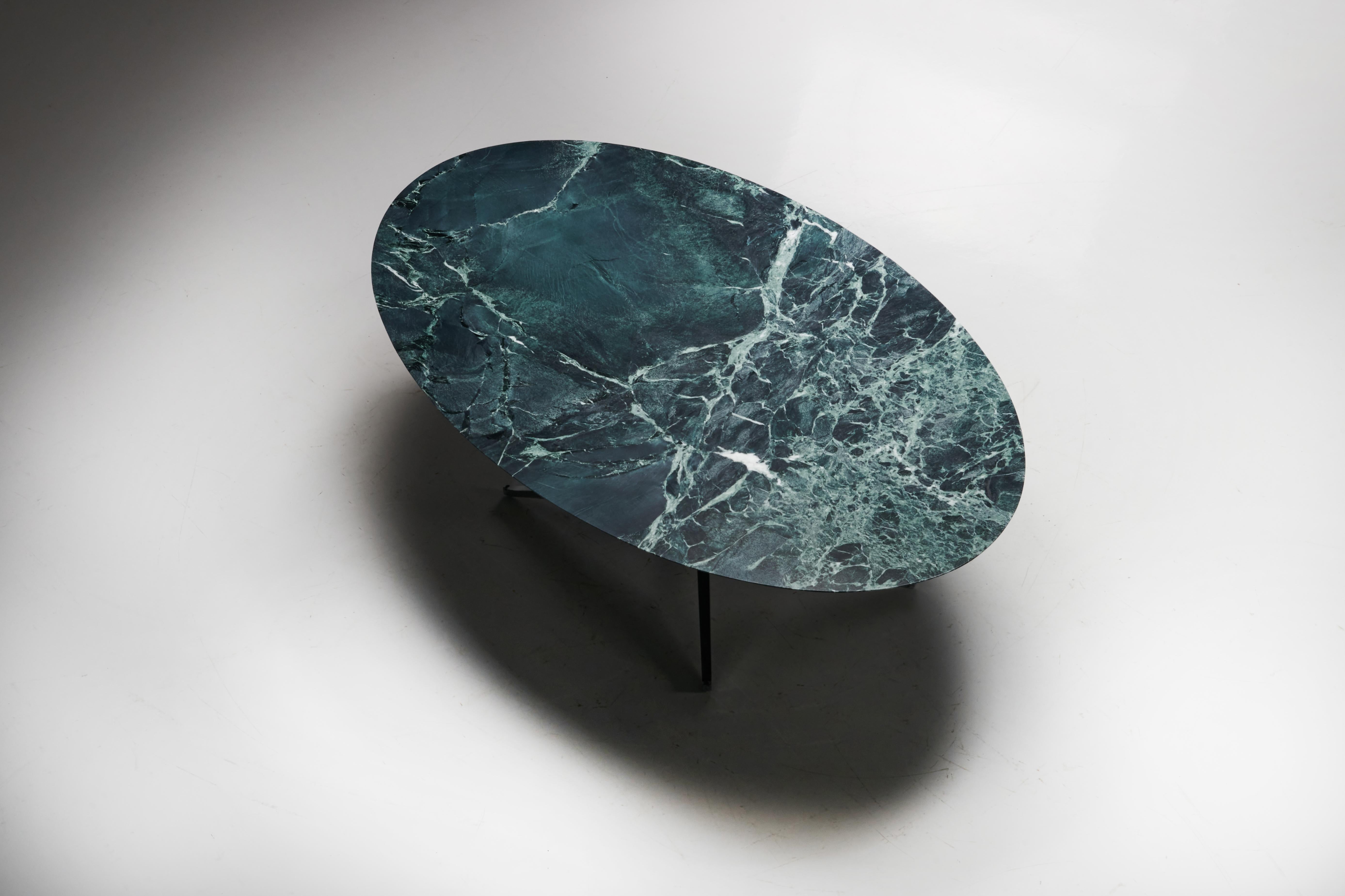 Oval Green Marble Dining Table by Florence Knoll, United States, 1960s 6
