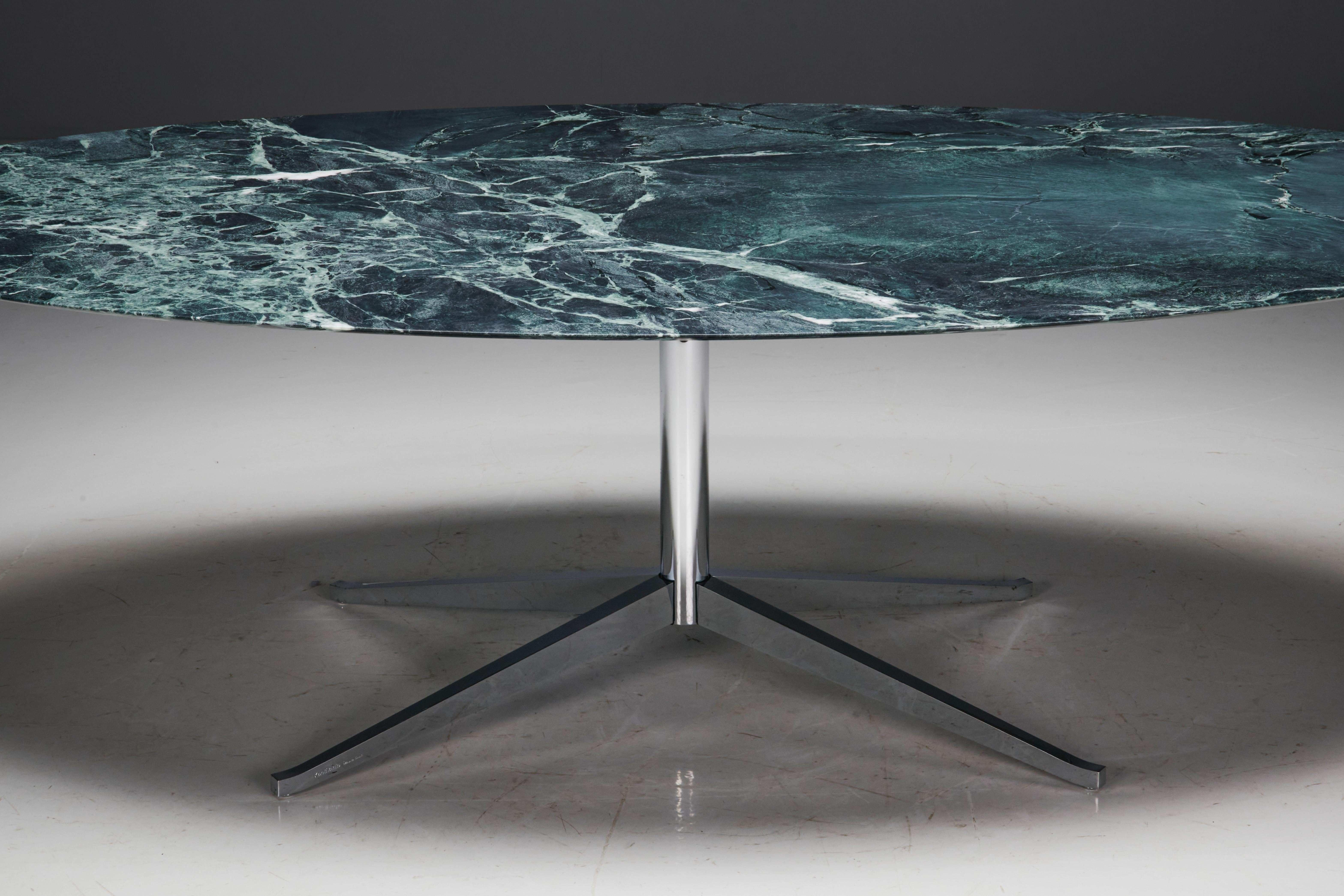 Oval Green Marble Dining Table by Florence Knoll, United States, 1960s 9