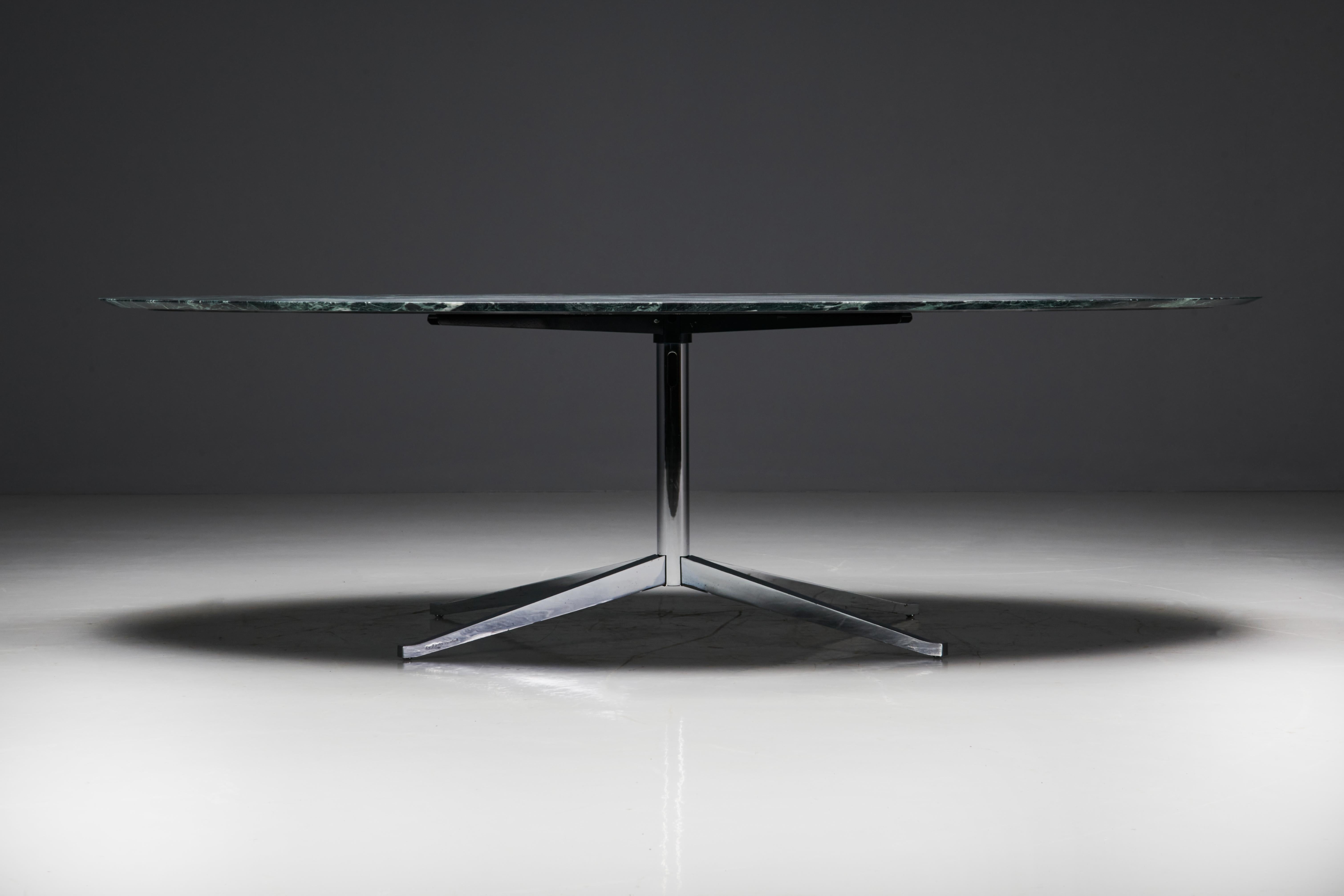 Mid-Century Modern Oval Green Marble Dining Table by Florence Knoll, United States, 1960s