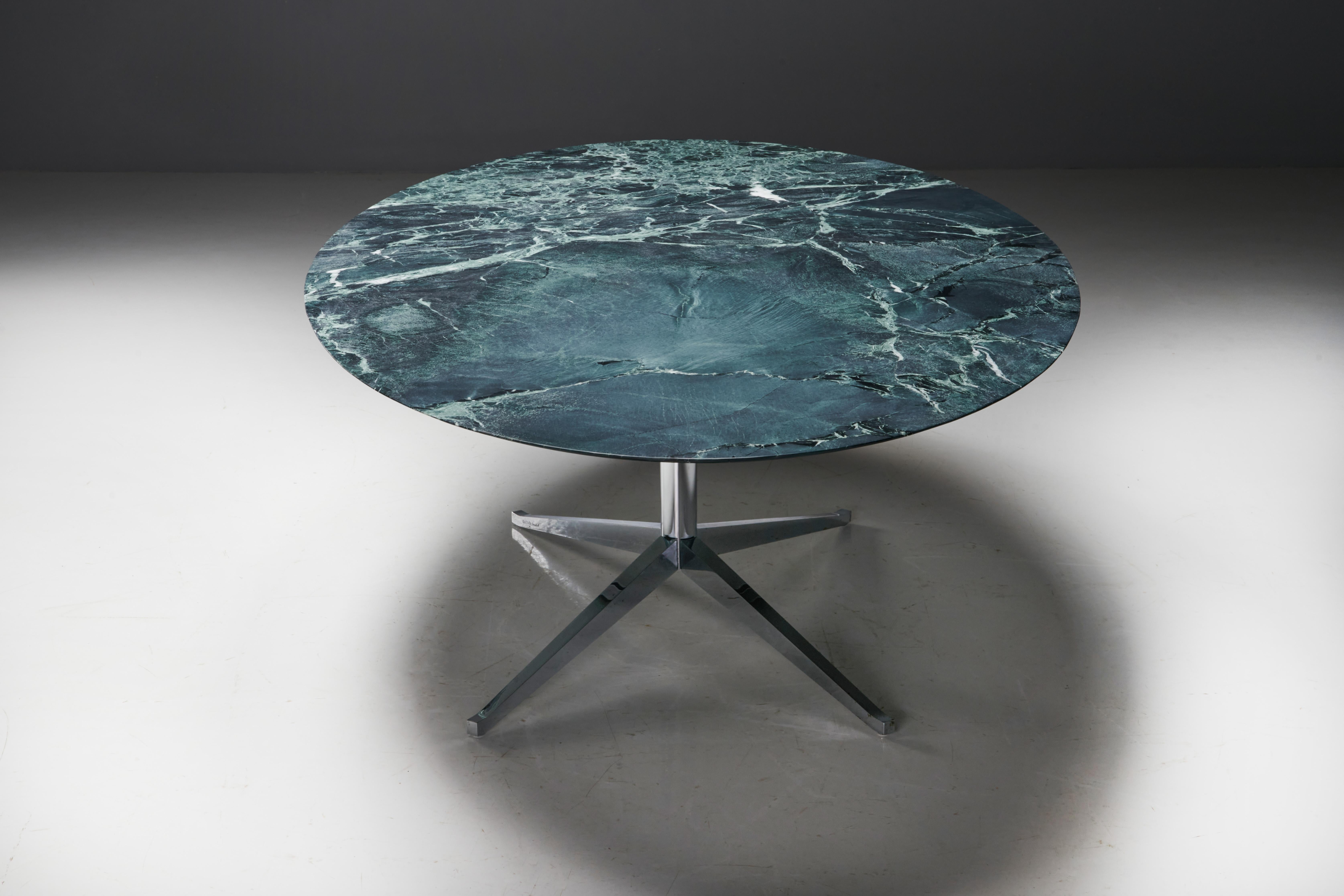 Oval Green Marble Dining Table by Florence Knoll, United States, 1960s 2