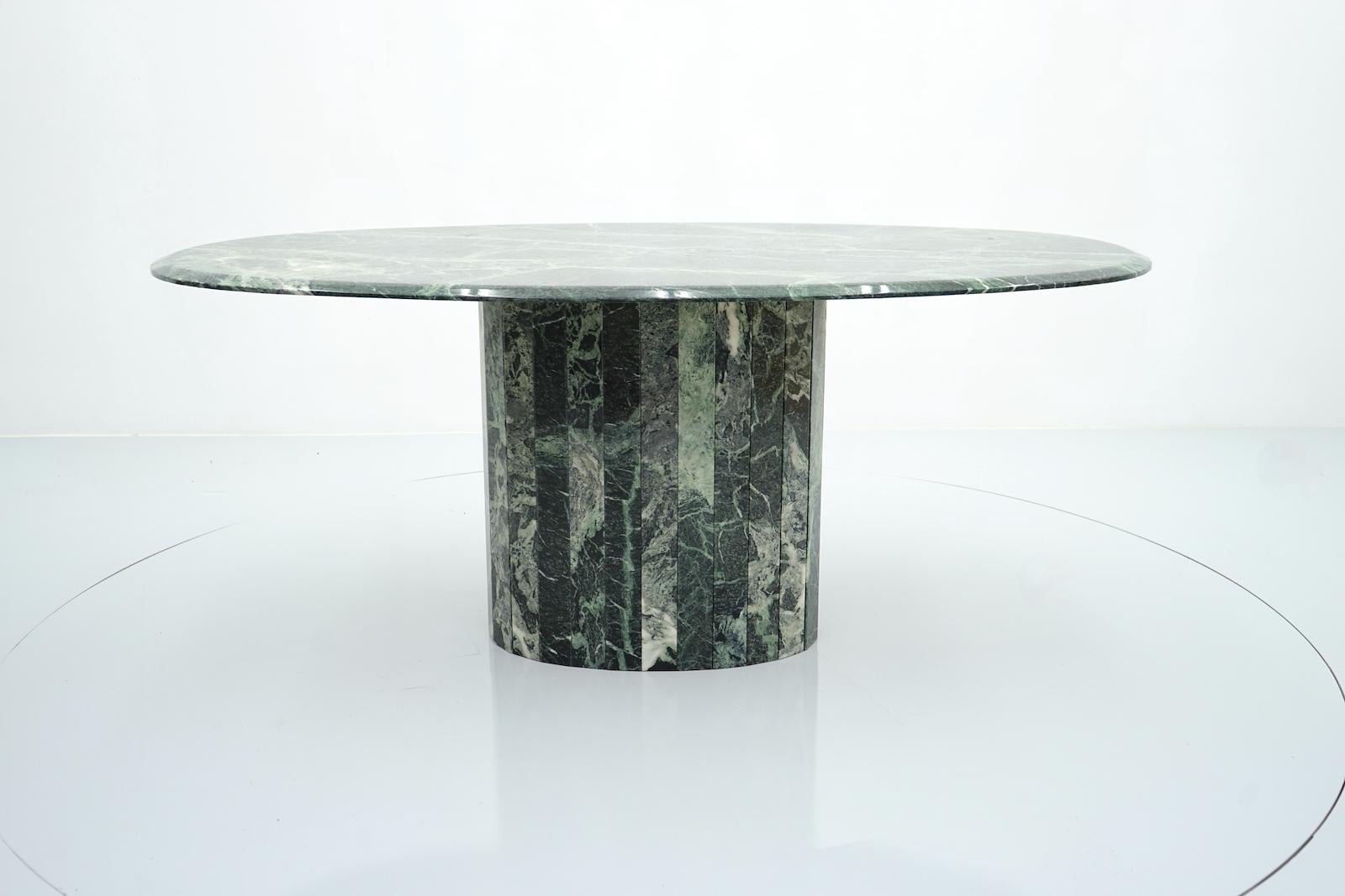 Oval Green Marble Dining Table Italy 1970s 4