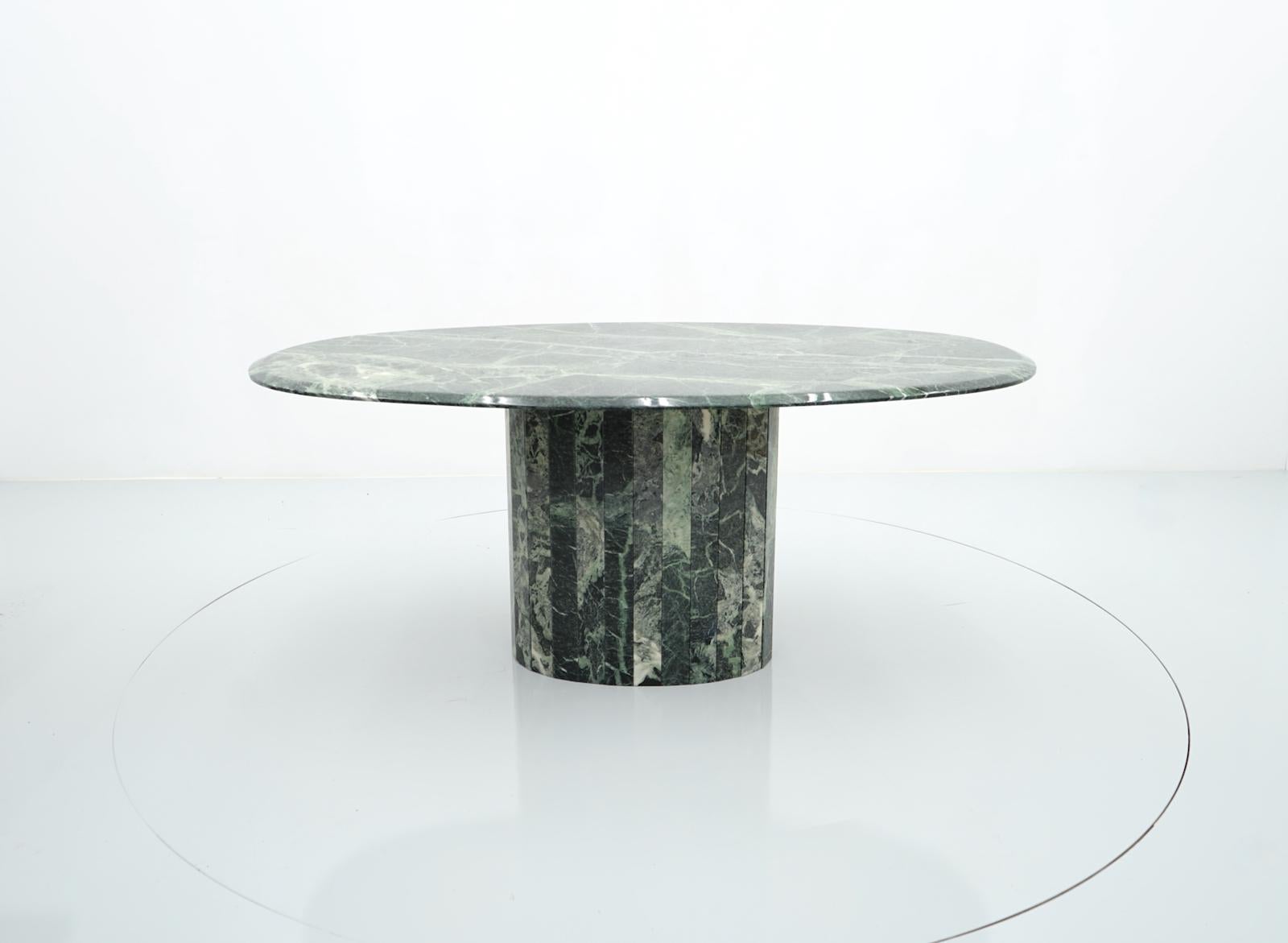 Late 20th Century Oval Green Marble Dining Table Italy 1970s