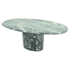 Oval Green Marble Dining Table Italy 1970s