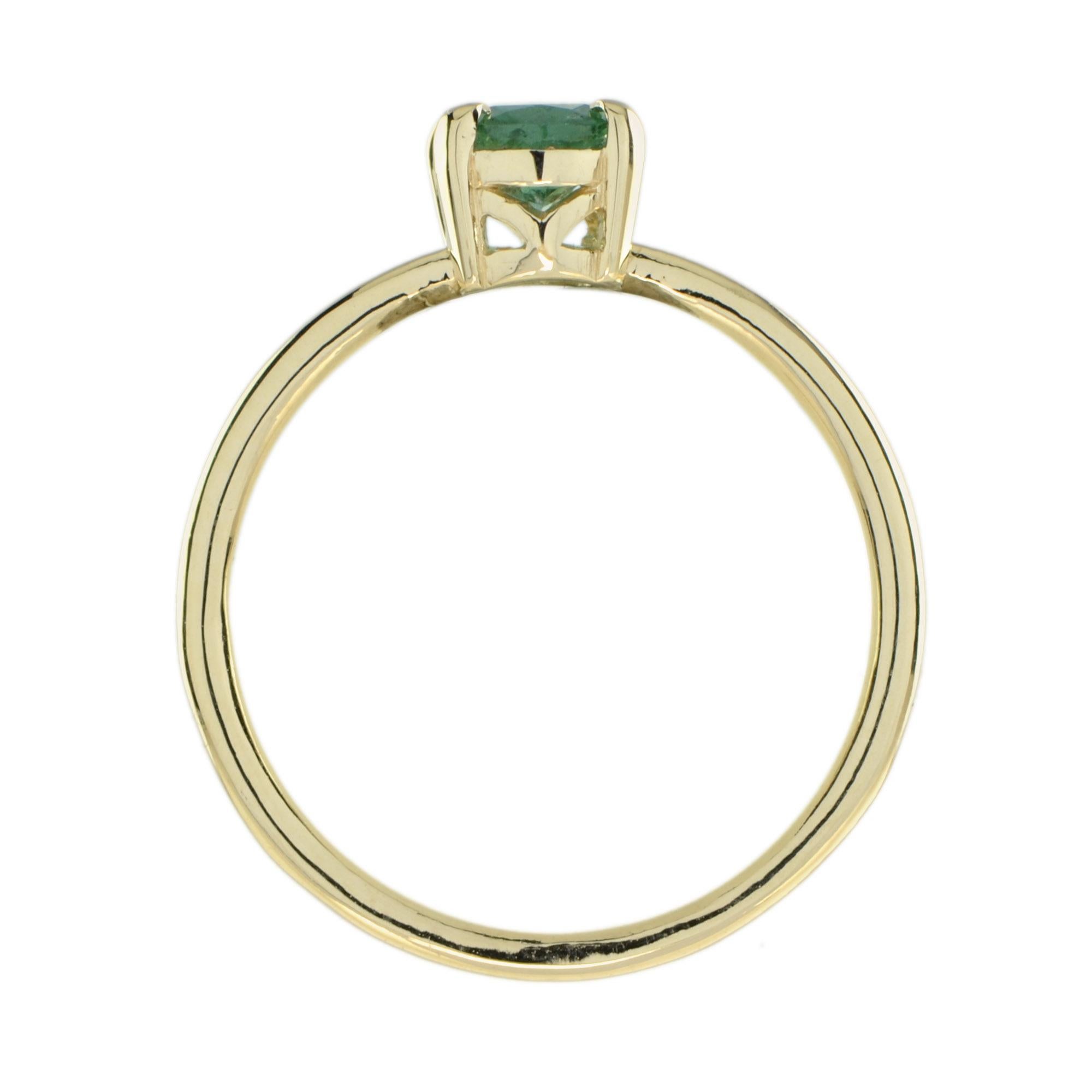 Women's Oval Green Tourmaline Minimal Solitaire Ring in 9K Yellow Gold