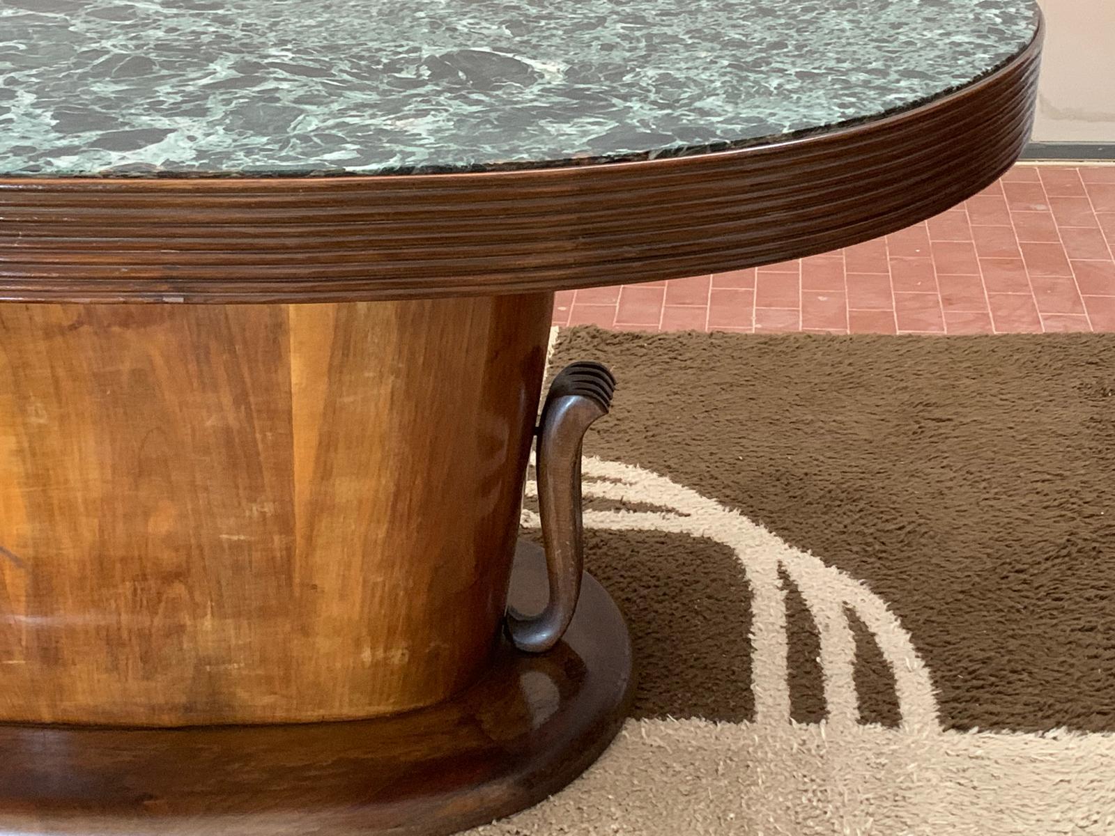 Oval Grissinato Edge Table with Green Alpi Marble Top from Premuda Lissone Milan For Sale 3