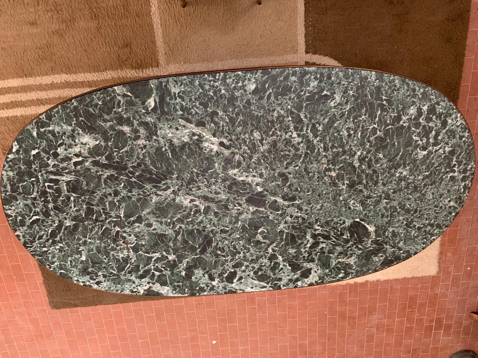 Oval Grissinato Edge Table with Green Alpi Marble Top from Premuda Lissone Milan For Sale 4