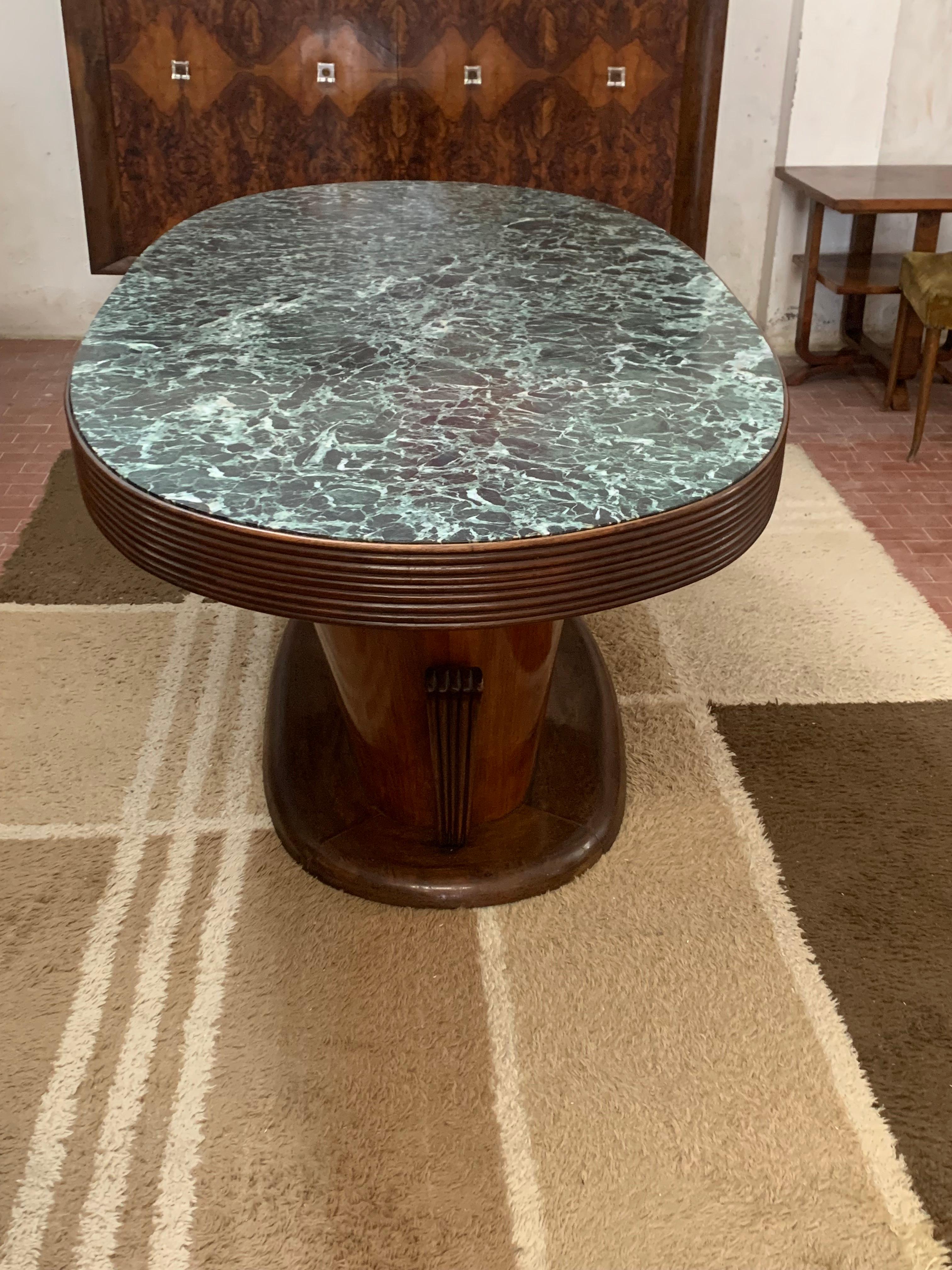 Oval Grissinato Edge Table with Green Alpi Marble Top from Premuda Lissone Milan For Sale 8