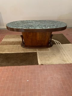 Oval Grissinato Edge Table with Green Alpi Marble Top from Premuda Lissone Milan