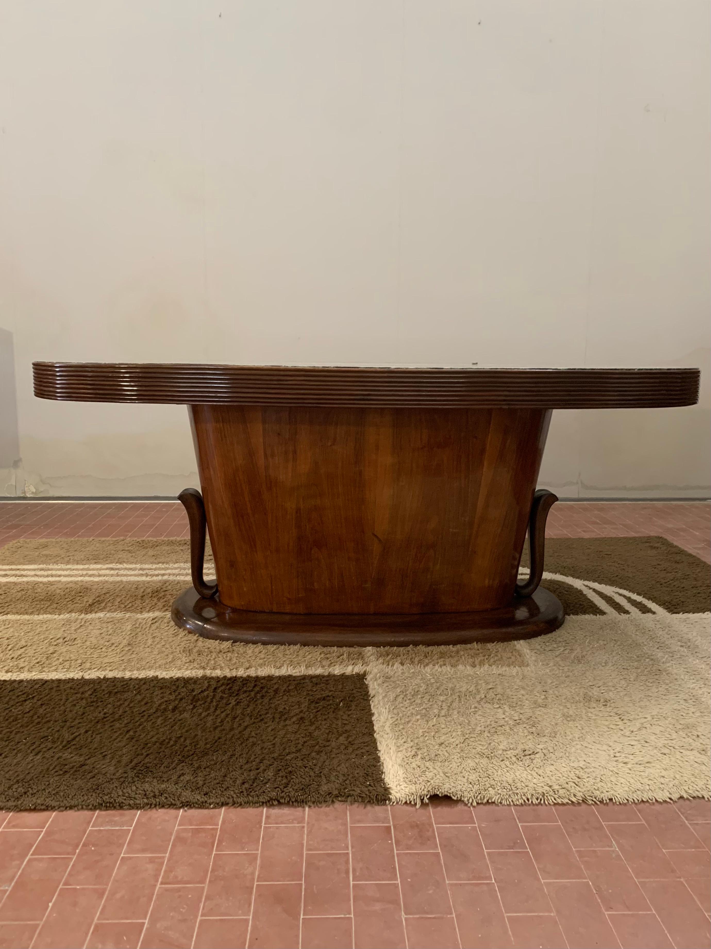 Italian Oval Grissinato Edge Table with Green Alpi Marble Top from Premuda Lissone Milan For Sale