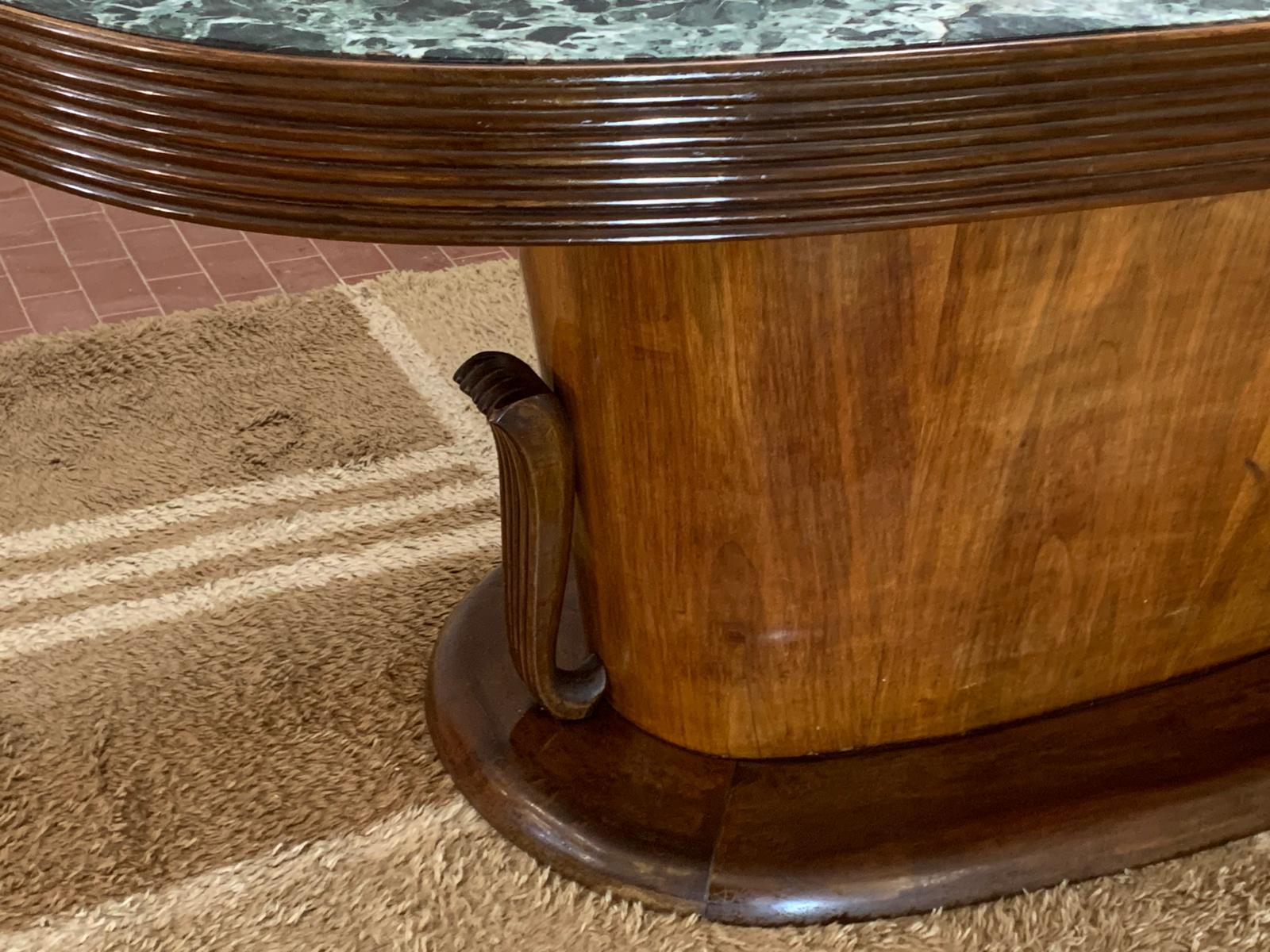 Oval Grissinato Edge Table with Green Alpi Marble Top from Premuda Lissone Milan For Sale 2