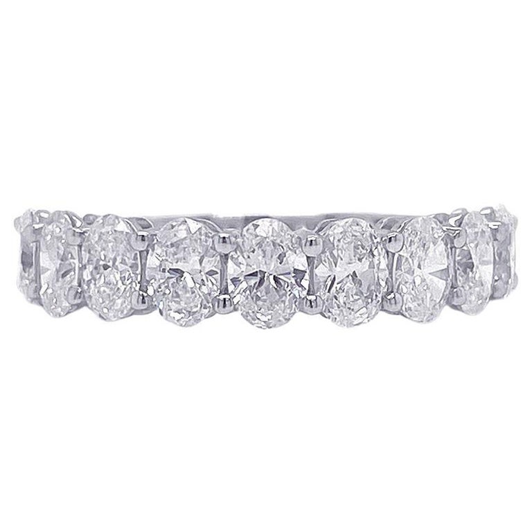 1.70 Carat Oval Half Eternity Band 14K Gold  For Sale