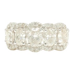Oval Halo Diamond Eternity Band Ring in 14K Solid Gold (Certified)
