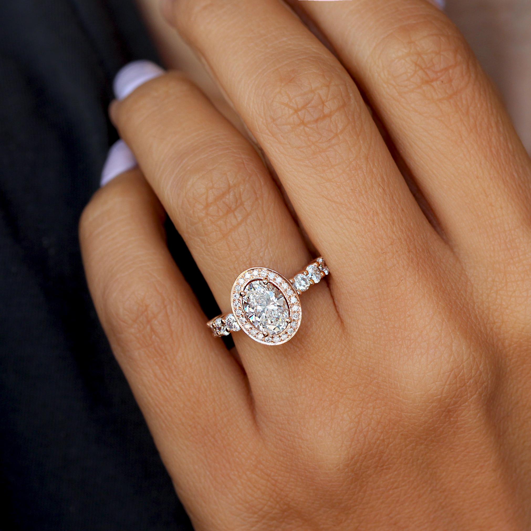 crown oval cut moissanite halo engagement rings solutions