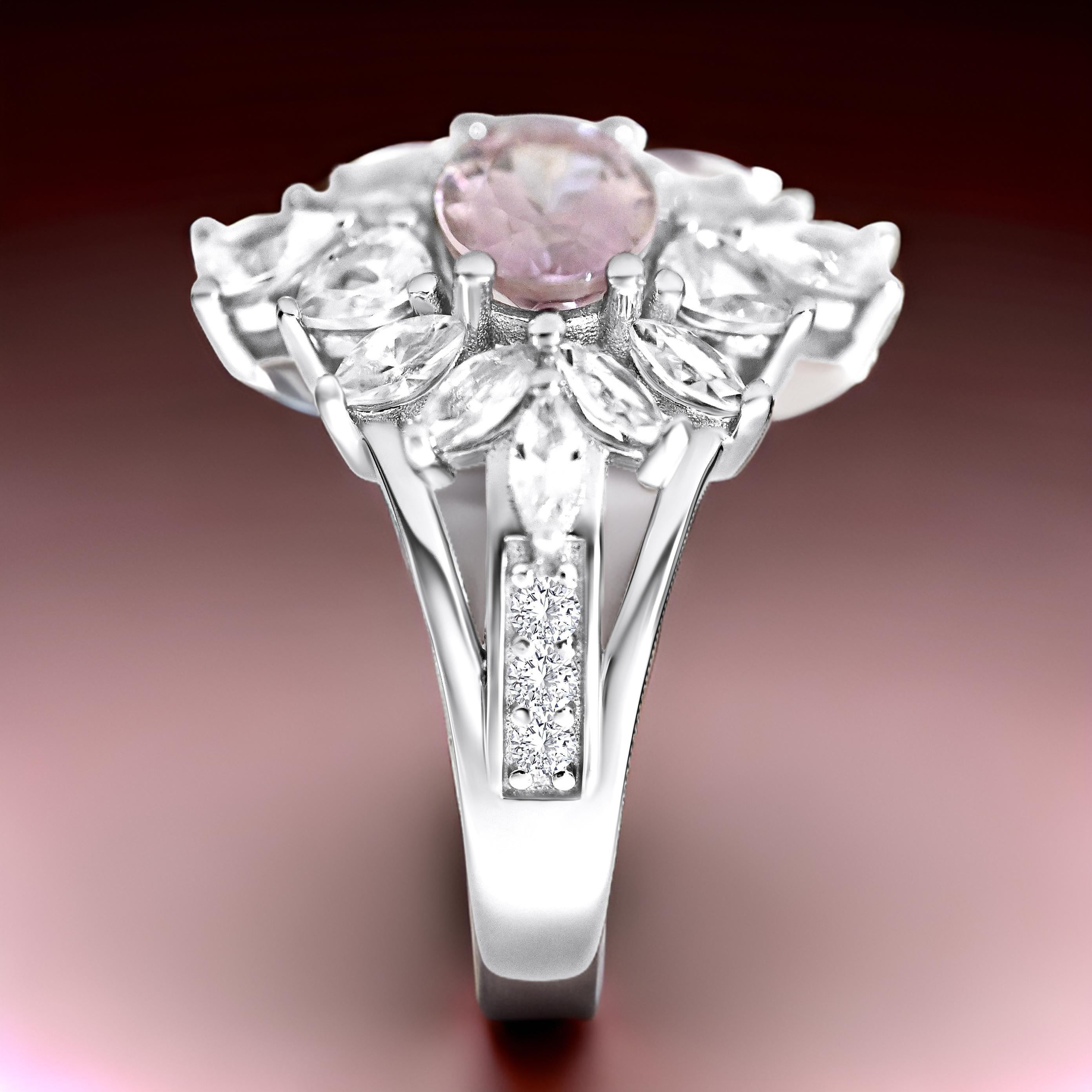 Oval Cut Oval Halo Morganite Engagement Ring Peachy Pink Gemstone Birthday Gift For Her For Sale