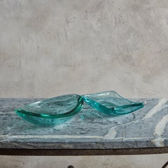 Oval Handblown Glass Bowl by Erwin Walter Burger for Fontana Arte, Italy 1950s