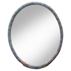 Oval Handcrafted Antique Blue & Gold Mirror